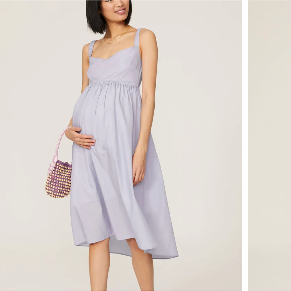 Emilia George Purple Maternity Sundress Medium Midi Dress Ruffle Cottage $245